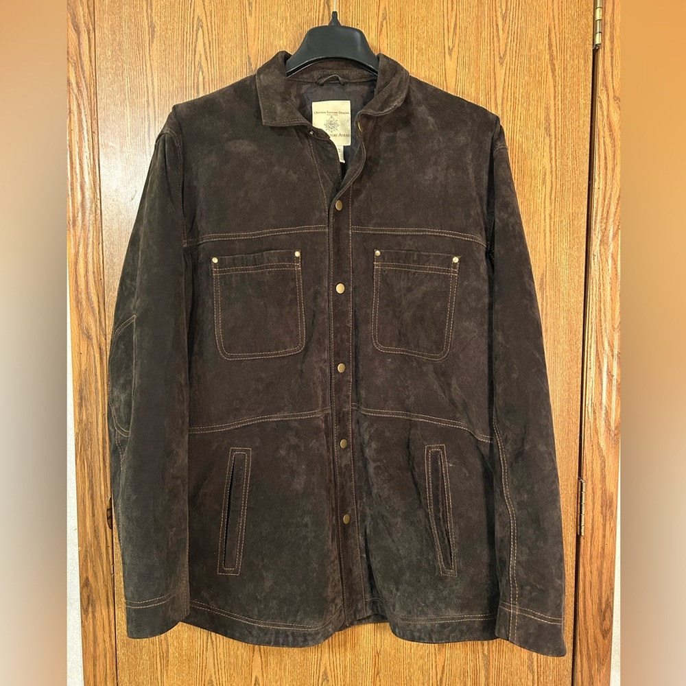 The Territory Ahead 100% Suede Leather Bomber Jacket - Picture 1 of 5